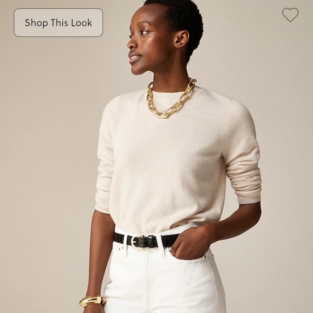 J Crew Cashmere classic-fit crewneck sweater BA400 Size XS  NWT In Natural *Flaw